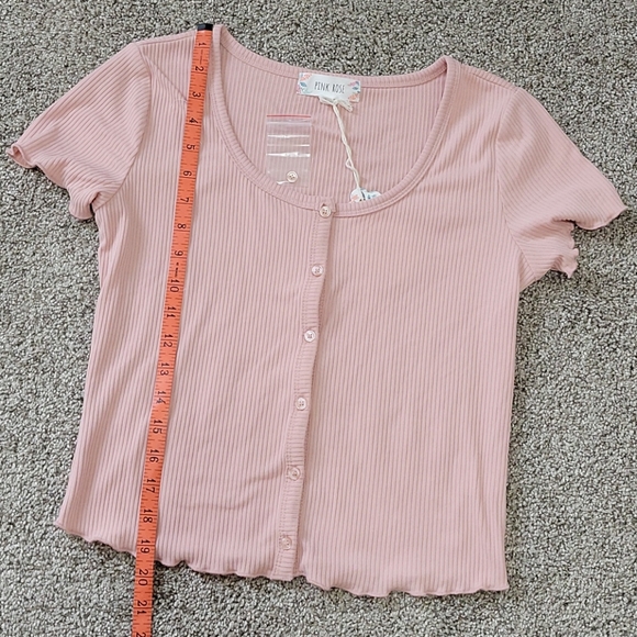Pink Rose button front top - Picture 4 of 7
